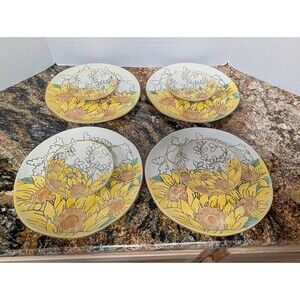 Colorful Gilded Sunflower Dinner Plates & Small Plates Set Of 14. Spectrum
